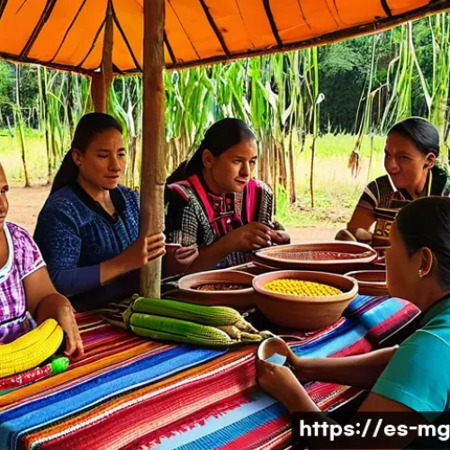 Home 31 각국의 전통 음료 역사 - A vibrant traditional Latin American market scene featuring a diverse group of people gathered aroun...
